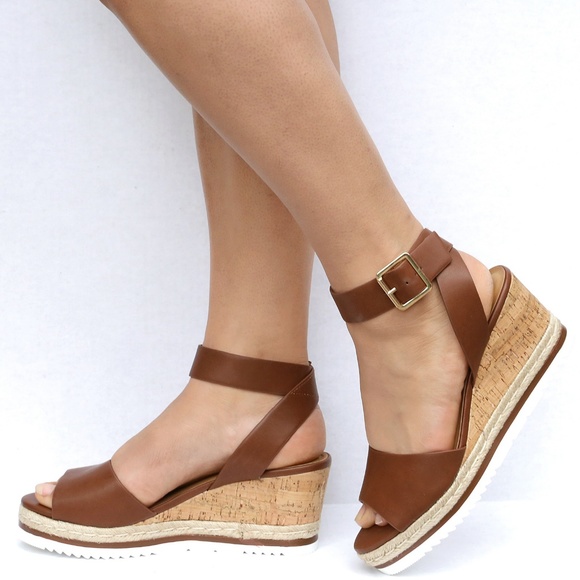 New Brown Platform Espadrille Wedge Sandal 6 7.5 8 - Picture 1 of 4